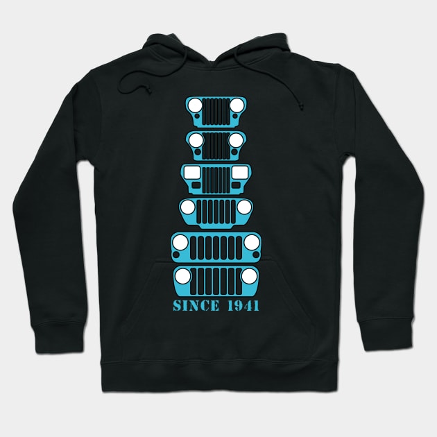 Jeep Grills Teal Logo Hoodie by Caloosa Jeepers 